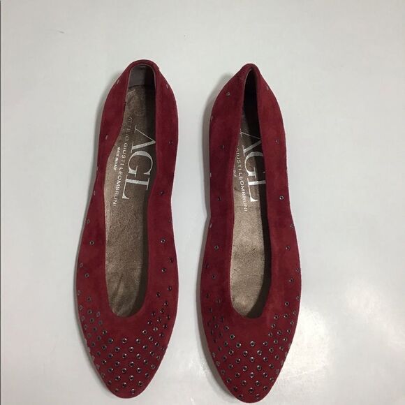 Attilio Giusti Leombruni Dark Red Leather Flats Suede New Size 38 - Picture 2 of 8